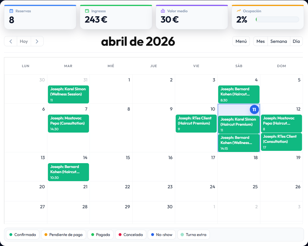 Calendario de reservas